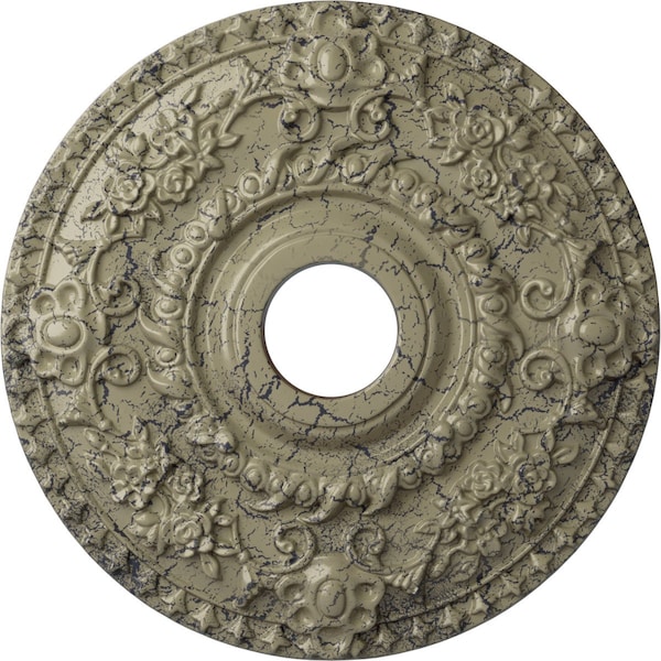 Ekena Millwork Rose Ceiling Medallion (Canopies up to 7 1/4"), 18"OD x 3 1/2"ID x 1 1/2"P, Castle Stone Crackle CM18ROCSC - main